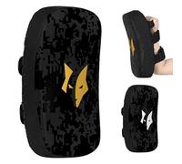PFX Muay Thai Pad Curved (One Shield) Boxing Strike Shield for Boxing Training MMA Sparring Taekwondo Karate Martial Arts Durable Kick Shield Kickboxing Pad (1pc) (Black/Gold)