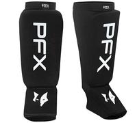 PFX Sports Shin Guard Foam -- Ideal for Muay Thai Kickboxing & Martials Arts| High-Density Padding for Maximum Shin Protection, MMA, Karate & Taekwondo|Durable & Comfortable Fit (Black/White, S)