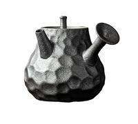 PFXNGMS 190Ml/6.5oz Chinese retro hammer pattern old-ed side handle pot, household rough pottery tea set - Zen style pottery black