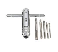 PFXNGMS 6Pcs/Set Handle Tap Wrench Ratchet Spanner with M3-M8 Screw Taps Thread Metric s Machinist Hand Tools Tap Die Set