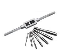 PFXNGMS M3-M12 Adjustable Ratchet Hand Tap Wrench with 7Pcs High Speed Steel M3/M4/M5/M6/M8/M10/M12 Screw Thread Tap Set MINGPING (Color : 8Pcs)