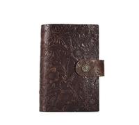 PFYKCYL Cowhide Leather Regular Rings Planner Business Cover Notebook Retro Notepad Binder Journey Diary Travel Notebook Diary(Dark Brown,A9 Size with 3 Hole)