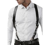 Pfylinqo Men's Harness Belt Outfits, Adjustable Faux Leather Buckle Shoulder Armors Harness Straps, Steampunk Shoulder Belts Wedding Punk Suspenders for Nightclub Cosplay Party Rave Costumes