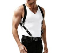 Pfylinqo Men's Harness Belt Outfits, Adjustable Faux Leather Buckle Shoulder Armors Harness Straps, Steampunk Shoulder Belts Wedding Punk Suspenders for Nightclub Cosplay Party Rave Costumes