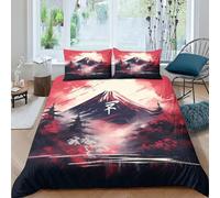PFYWZJDDTTBD Japanese Style Duvet Cover 3D Print Mount Fuji for Boys Girls Comforter Covers Quilt Cover with Pillow Cases with Zipper Closure Bedding Set Soft Microfiber 3 Pieces Double(200x200cm)