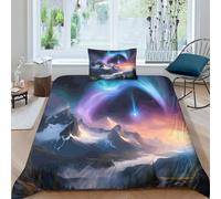 PFYWZJDDTTBD Northern Lights in Norway Duvet Cover Quilt Cover Comforter Covers for Boys Girls 3D Printed Soft Microfiber Bedding Set with Zipper Closure with Pillow Cases 2 Pieces Single(135x200cm)