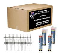 PG 20m Solar Panel Bird Proofing Kit Stainless Steel Clear Bird Spikes 160mm with Silirub 2 Sealant - to Control & Prevent Pigeons Nesting (20 Metres)