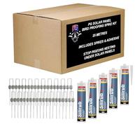 PG 25m Solar Panel Bird Proofing Kit Stainless Steel Clear Bird Spikes 210mm with Silirub 2 Sealant - to Control & Prevent Pigeons Nesting (25 Metres)