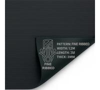 PG 3M X 1.2M Fine Ribbed Rubber Flooring Matting Roll 3mm Thick Non-Slip Mat For Garage, Gym, Shed