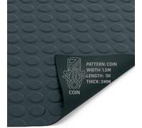 PG 3M X 1.5M Coin Circular Stud Rubber Flooring Matting Roll 3mm Thick Non-Slip Mat For Garage, Gym, Shed
