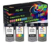 PG-40 Compatible for Canon Ink Cartridges with Chip Multipass MP150 MP180 Pixma IP-1600 IP-1900 IP-2600 Printers (2 Set)