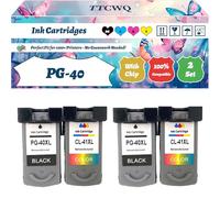 PG-40 Ink Cartridges Compatible for Canon Pixma IP-900 MP160 MP190 MP450 MP470 IP-1300 IP-1800 Printers, with Chip, High Yield 600 Pages, High-Definition Printing (2 Set)