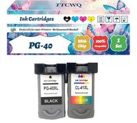 PG-40 Ink Cartridges Compatible for Canon Pixma IP-900 MP160 MP190 MP450 MP470 IP-1300 IP-1800 Printers, with Chip, High Yield 600 Pages, High-Definition Printing (1 Set)