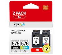 PG-575XL CL-576XL Ink Cartridges 575 576XL Printer ink Replacement for Canon 575 576 Ink Cartridges for Canon PIXMA TS3550i TS3750i TS3551i TS3751i TR4750i TR4751i TR4755i TR4756i(1 Black, 1 Colour)