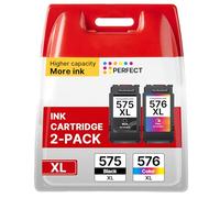 PG-575XL CL-576XL Ink Cartridges Replacement for Canon 575 576 Ink Cartridges Printer ink 575 576 XL for PIXMA TS3550i TS3551i TS3750i TR4750i TR4751i Printer (1 Black,1 Colour)