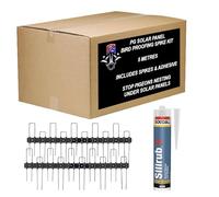 PG 5m Solar Panel Bird Proofing Kit Stainless Steel Black Bird Spikes 130mm with Silirub 2 Sealant - to Control & Prevent Pigeons Nesting (5 Metres)