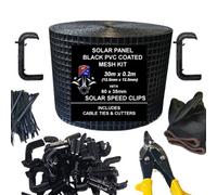 Pg Bird Proofing Mesh Kit & 60 35mm Speed Clips & Prevention Of Pigeons Nesting Under Roof Solar Panels (Black Pvc 10M)