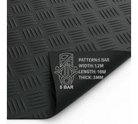 PG Rubber Matting Roll 3mm Thick 1.2m x 0.5m - 20m Heavy Duty Non Slip Waterproof Flooring for Garage Gym Van Shed Multiple Patterns Sizes (5 Bar (Black), 16m x 1.2m)