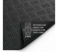 PG Rubber Matting Roll 3mm Thick 1.2m x 0.5m - 20m Heavy Duty Non Slip Waterproof Flooring for Garage Gym Van Shed Multiple Patterns Sizes (5 Bar (Black), 5.5m x 1.2m)