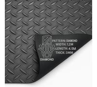 PG Rubber Matting Roll 3mm Thick 1.2m x 0.5m - 20m Heavy Duty Non Slip Waterproof Flooring for Garage Gym Van Shed Multiple Patterns Sizes (Diamond (Black), 4.5m x 1.2m)