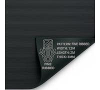 PG Rubber Matting Roll 3mm Thick 1.2m x 0.5m - 20m Heavy Duty Non Slip Waterproof Flooring for Garage Gym Van Shed Multiple Patterns Sizes (Fine Ribbed (Black), 2m x 1.2m)