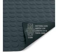 PG Rubber Matting Roll 3mm Thick 1.2m x 0.5m - 20m Heavy Duty Non Slip Waterproof Flooring for Garage Gym Van Shed Multiple Patterns Sizes (Coin (Black), 8.5m x 1.2m)