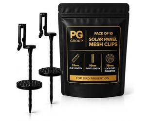 PG Solar Panel Mesh Fixing Clips - No Drill Installation for Bird Proofing Mesh - Stops Pigeons, Critters & Small Animals Accessing Roof Panels (Nylon) (10)