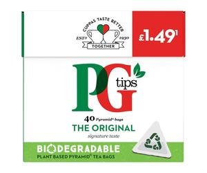 PG Tips 40 Pyramid Tea Bags 116g (Pack of 12)