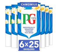 PG Tips Camomile Tea Bags, 6 Packs, 150 Teabags, Wrapped & Tagged | For a gentle cup, smooth floral taste, individually enveloped for freshness, plant-based biodegradable teabags