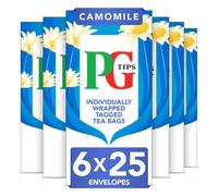 PG Tips | Camomile Tea Bags Bulk | Individually Wrapped Tea Bags| String & Tagged | Herbal Infusion With A Smooth & Floral Taste | 6 Packs | 150 Plant
