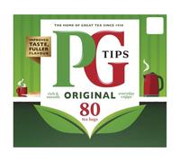 PG Tips Original Black Tea Bags, 80 Teabags, Flavourful & Full-Bodied | For your daily cuppa, perfect flavour release, refreshing signature taste, plant-based biodegradable teabags