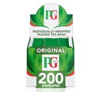 PG Tips Original, Black Tea Bags Bulk, Individually Wrapped String & Tag Teabags, Signature Taste, Refreshing & Flavourful, 200 Plant Based Biodegradable Envelopes