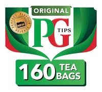 PG Tips Original, Black Tea Bags Bulk, Refreshing, Flavourful & Full-Bodied, Perfect Flavour Release, 160 Plant Based Biodegradable Teabags