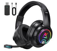 PG3 2.4GHz Wireless Gaming Headset for PS5, PC, PS4, Mac, Switch, Bluetooth 5.4 Gaming Headphones with Noise-Cancelling Mic, Gaming Headset with Cool LED, 7.1Surround Sound, 48H Battery, Carbon Black