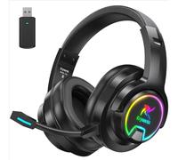PG3 2.4GHz Wireless Gaming Headset for PS5, PC, PS4, Mac, Switch, Bluetooth 5.4 Gaming Headphones with Noise-Cancelling Mic, Gaming Headset with Cool LED, 7.1Surround Sound, 48H Battery, Carbon Black
