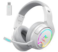 PG4 2.4GHz Wireless Gaming Headset for PS5, PS4, PC, Mac, Switch - LED Light, Bluetooth 5.4 Gaming Headphone with Noise Canceling Mic, 48H Battery Gaming Headset, 7.1 Surround Sound, Pure White
