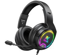 PG4 Wired Gaming Headset for PC, PS5, PS4, Switch, 3.5mm Gaming Headphones with Noise-Cancelling Mic, Surround Sound, Gaming Headset with LED Lights, Ergonomic Comfort, Ink Black