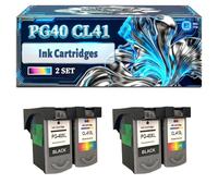 PG40 CL41 Ink Cartridges Compatible for Canon FAX-JX200 FAX-JX210P FAX-JX500 FAX-JX510P MultiPass MP150 MP160 MP170 Printers, With Chip Large Capacity 700 Pages (2 Set)