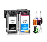 PG512 CL513 Refillable Ink Cartridge Pg 512 Cl 513,Compatible For Canon IP2700 2702 MP280 MP282 MP480 MX320 MX330 Printer(1Set with ink)