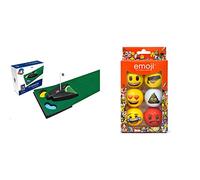 PGA Tour 6ft (1.8m) Automatic Ball Return Putting Mat & Emoji Official Novelty Fun Golf Balls - 6 Pack, Multicolor