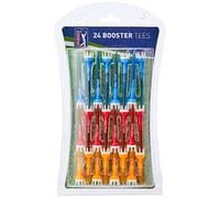 PGA TOUR Booster Golf Tees (24 Pack) - 80mm (3.15"), 65mm (2.5"), 50mm (2") Crown Golf Tees in Orange, Blue, Red - High Quality Polycarbonate Golf Tees - Essential Golf Accessories for Reduced Friction