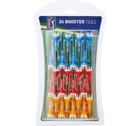 PGA TOUR Booster Golf Tees (24 Pack) - 80mm (3.15"), 65mm (2.5"), 50mm (2") Crown Golf Tees in Orange, Blue, Red - High Quality Polycarbonate Golf Tees - Essential Golf Accessories for Reduced Friction