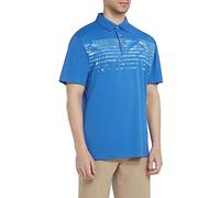 PGA Tour Golf - Men's Golf Polo Shirt, Engineered Tropical Print, Short Sleeve, Regular Fit, Stretch Seams, Blue, X-Large