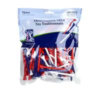 PGA TOUR Golf Tees Wooden 200 Pack - Red, White, Blue | 70mm Extra-Long Tees for Perfect Drive - Premium Quality Golf Tees for Optimal Performance