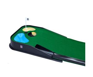 PGA TOUR Indoor & Outdoor Golf Putting Mat with Gravity Ball Return, 200cm Length, 34cm Width, Simulated Grass, Water & Sand Hazards, Golf Training Practice Equipment at Home or Office