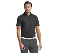PGA TOUR Men's Airflux Jaspe Cotton Short Sleeve Golf Polo Shirt, Caviar HTR, Large