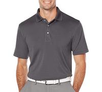 PGA TOUR Men's Airflux Solid Mesh Short Sleeve Golf Polo Shirt, Asphalt, XL Tall