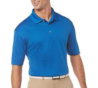 PGA TOUR Men's Airflux Solid Mesh Short Sleeve Golf Polo Shirt, Classic Blue, Medium