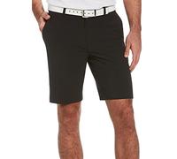PGA TOUR Men's Flat Front Printed Short Golf, Black Heather, 36