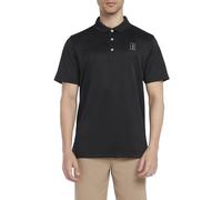 PGA Tour Men's Golf Shirt, Airflux Solid Mesh Polo, Breathable, Short Sleeve, Natural Stretch, Regular Fit, Caviar, S